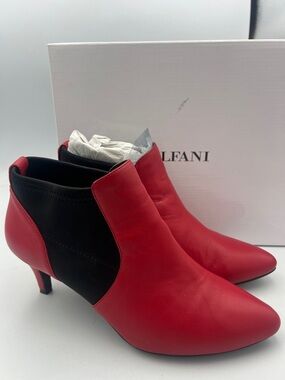 ALFANI Step-Flex Leather Kitten Heel Bootie slip on. Red & black Women’s Size 8M
